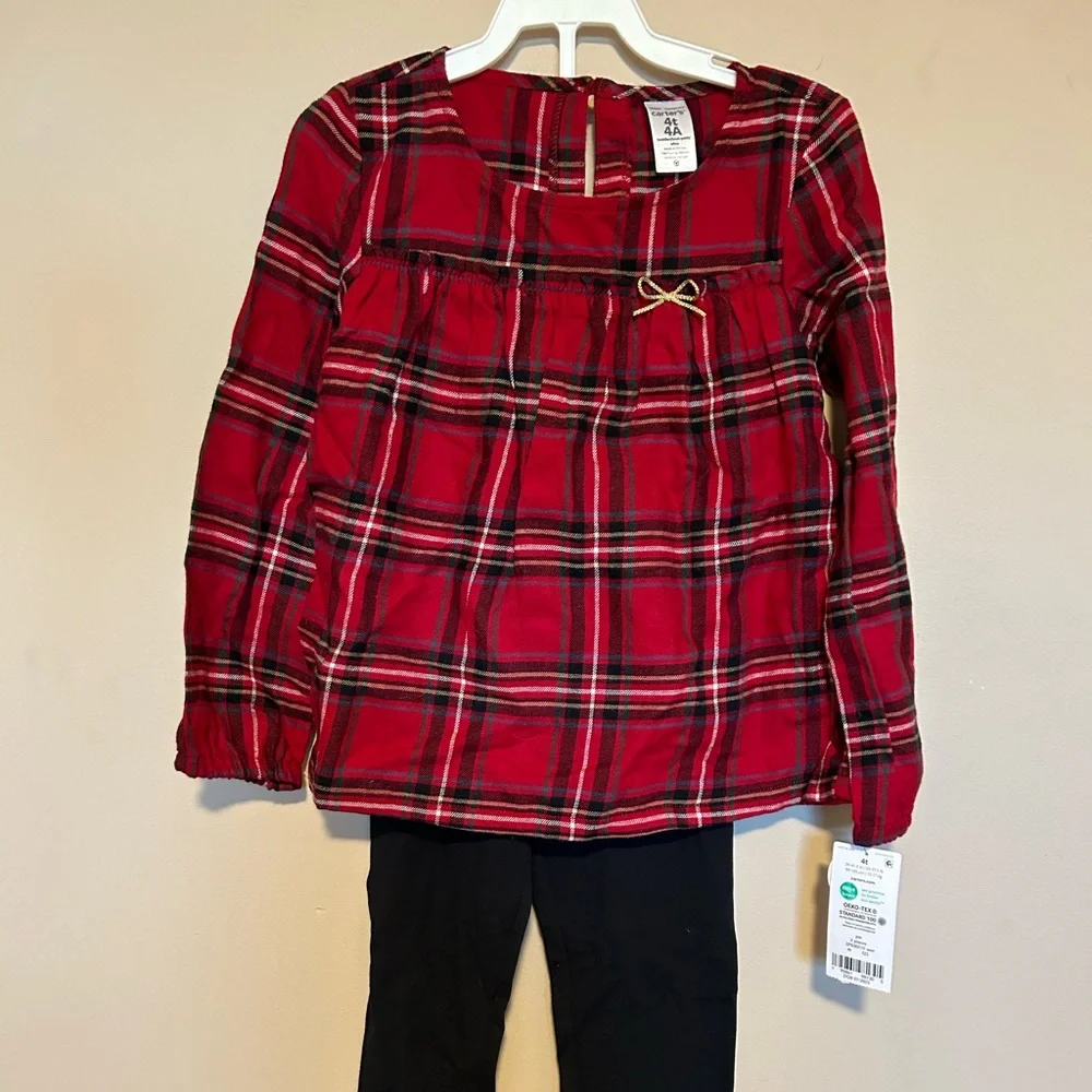 Carter’s 4T 2-Piece Plaid Flannel Top & Legging Set